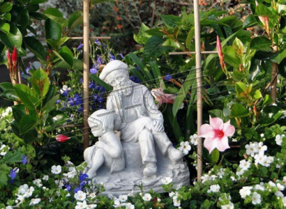 Garden Decoration Grandpa Grandson Statue Sculpture Figures Sculptures
